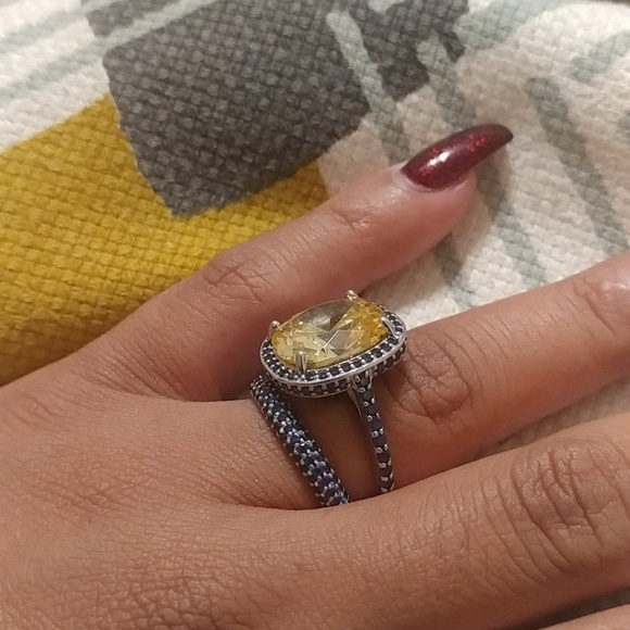 Blue sapphire pave eternity band - Picture 4 of 6